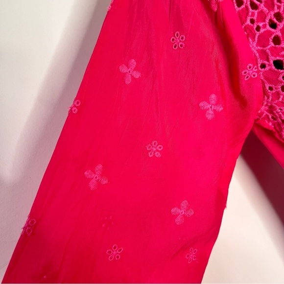 Johnny Was Pink Georgette Eyelet Embroidered Tunic Top - Picture 5 of 15